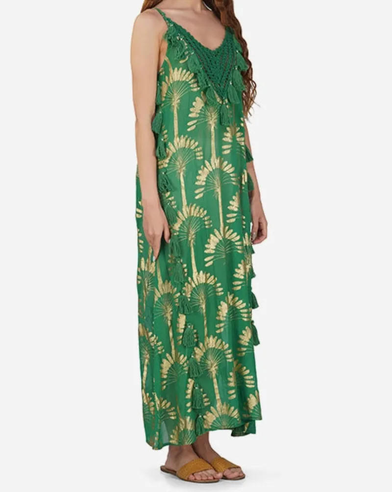 Palm Tassel Maxi Dress