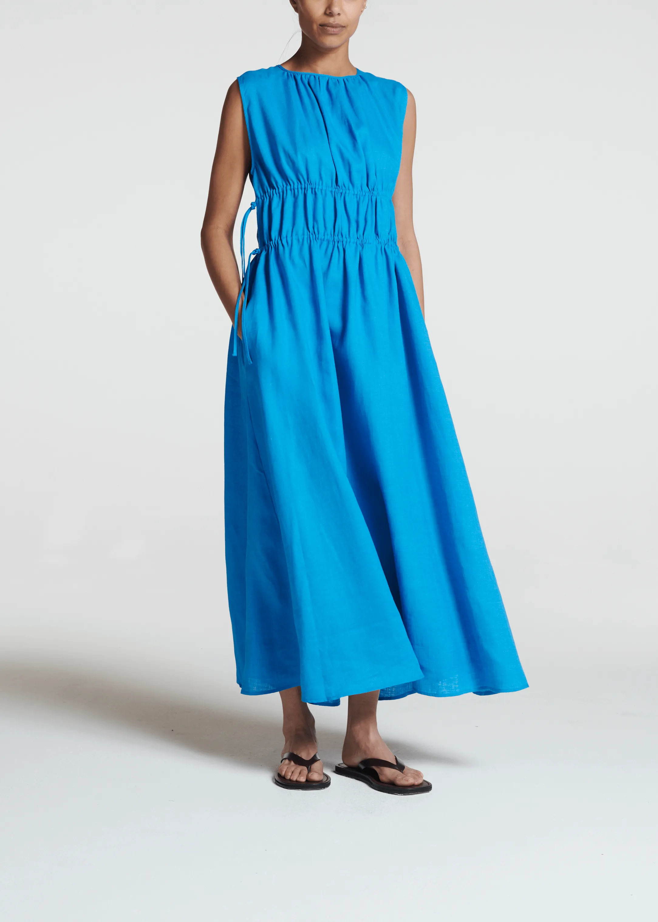 Petre Dress Capri Blue Linen