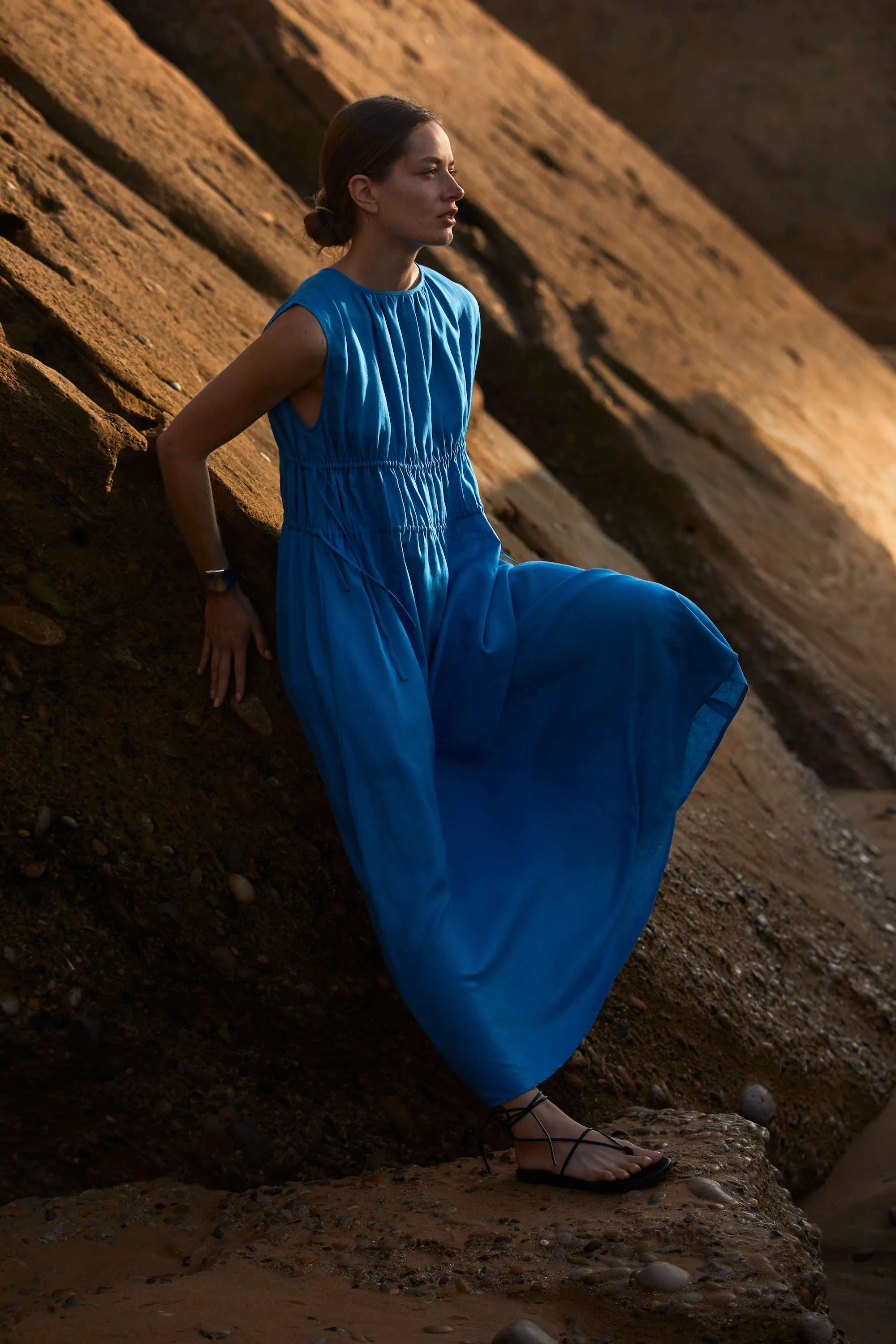 Petre Dress Capri Blue Linen