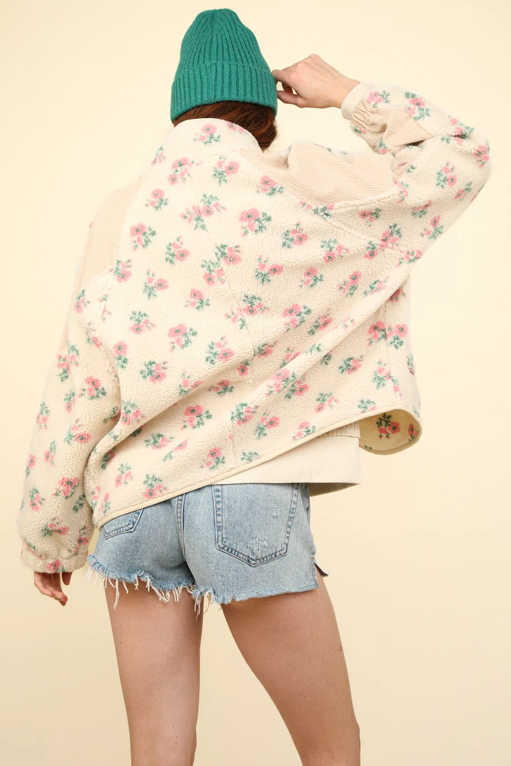 Pink Flower Fleece Jacket