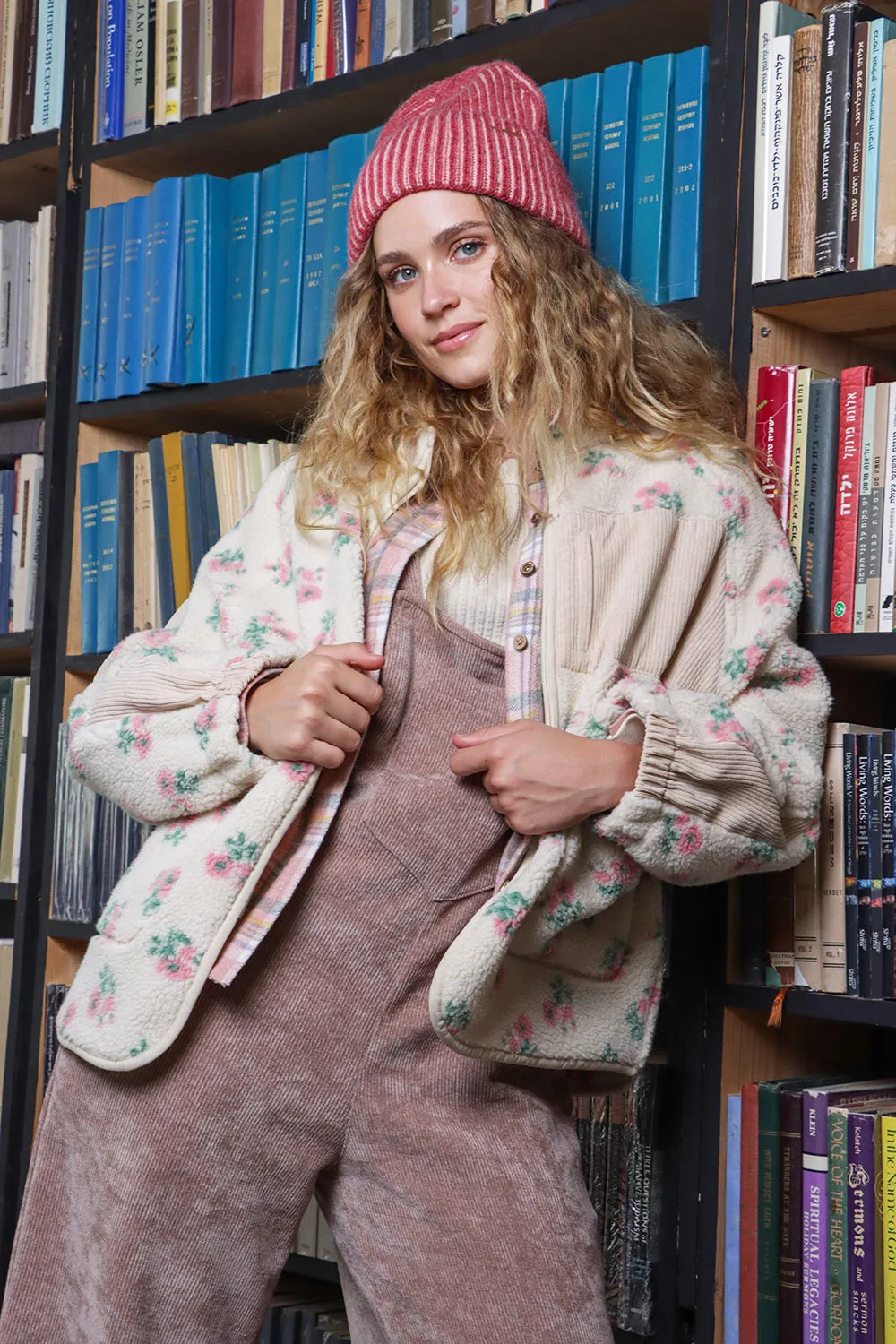 Pink Flower Fleece Jacket