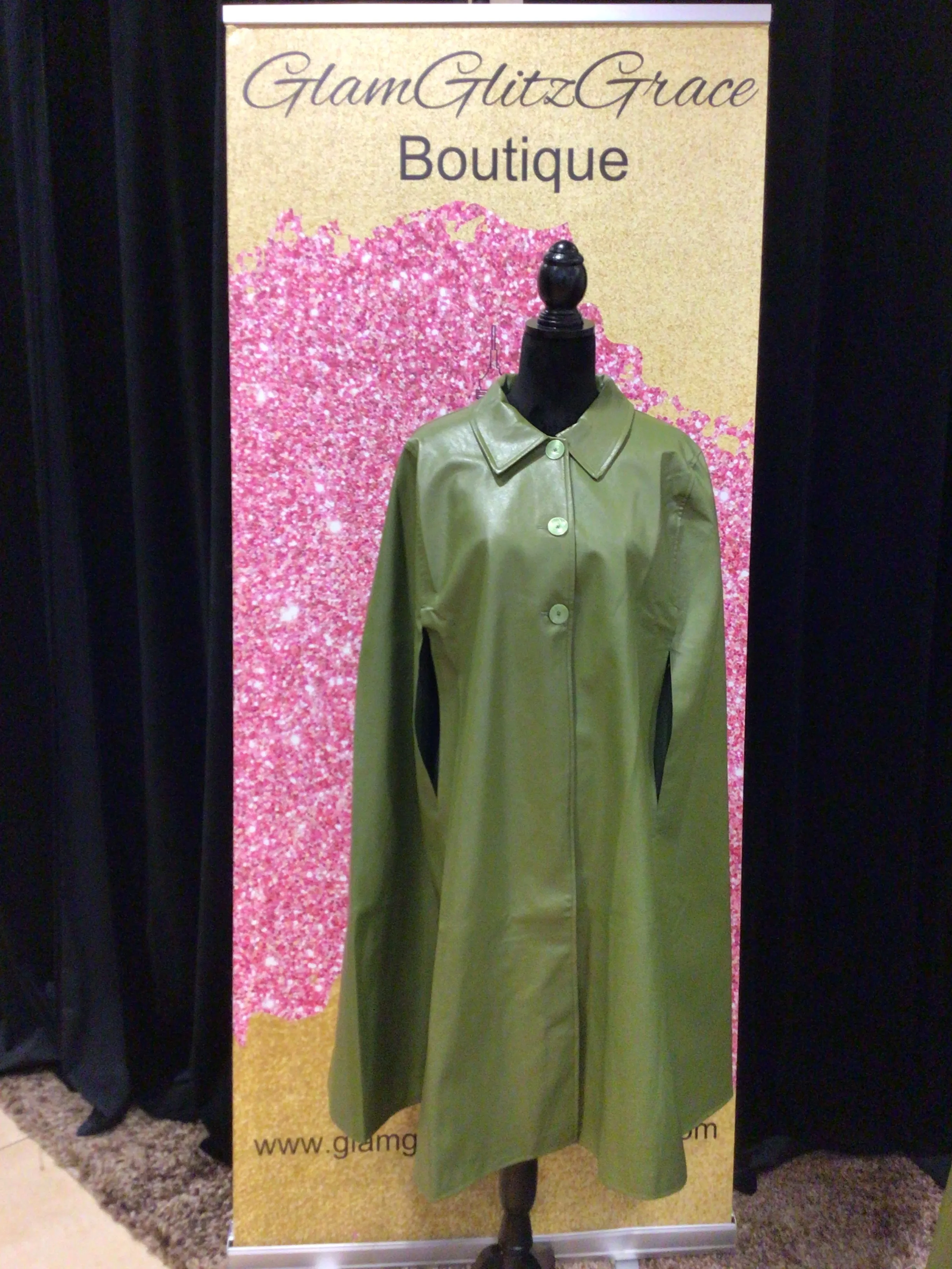 Plus size Cape style faux leather jacket