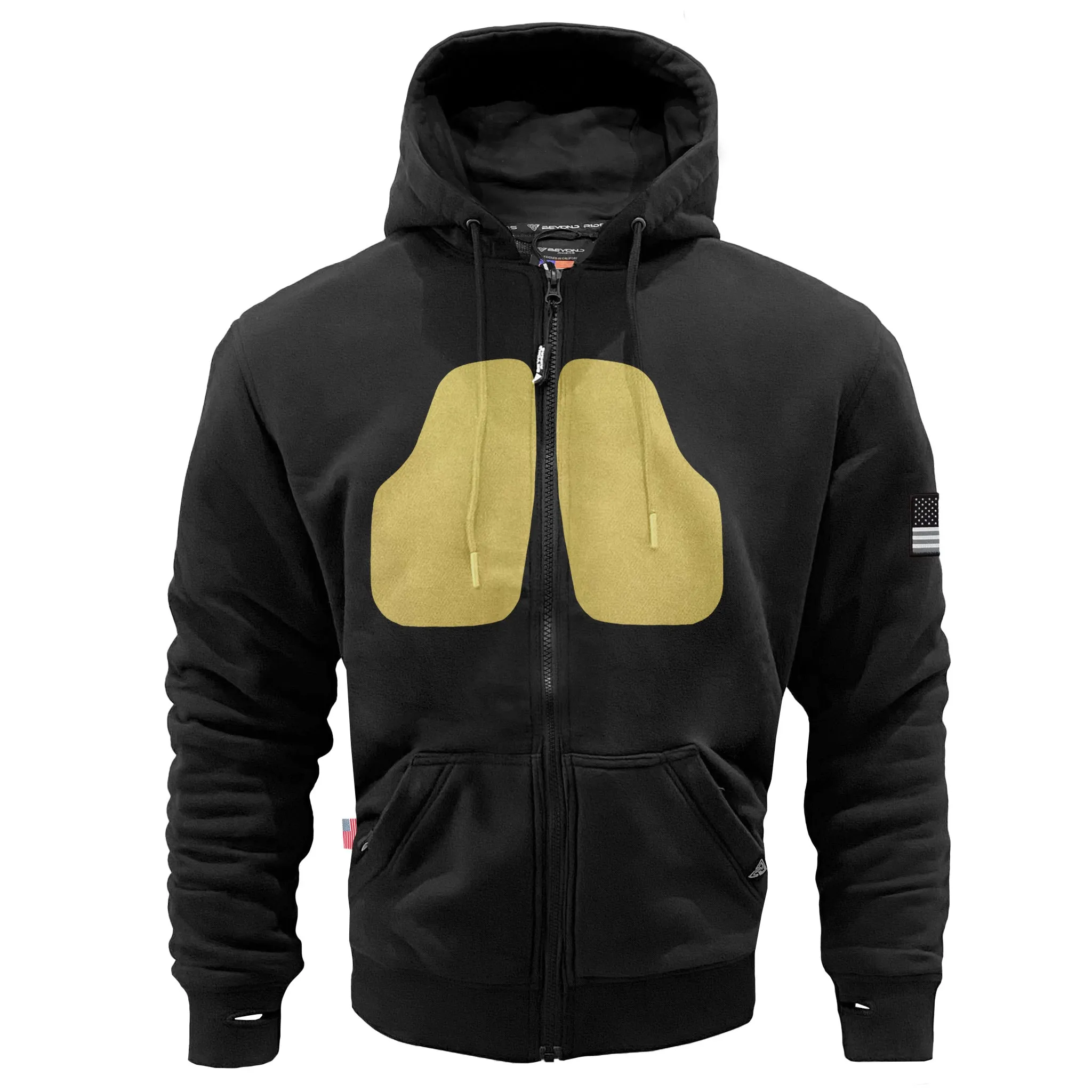 Protective Fleece Unisex Hoodie - Black Matte with Pads