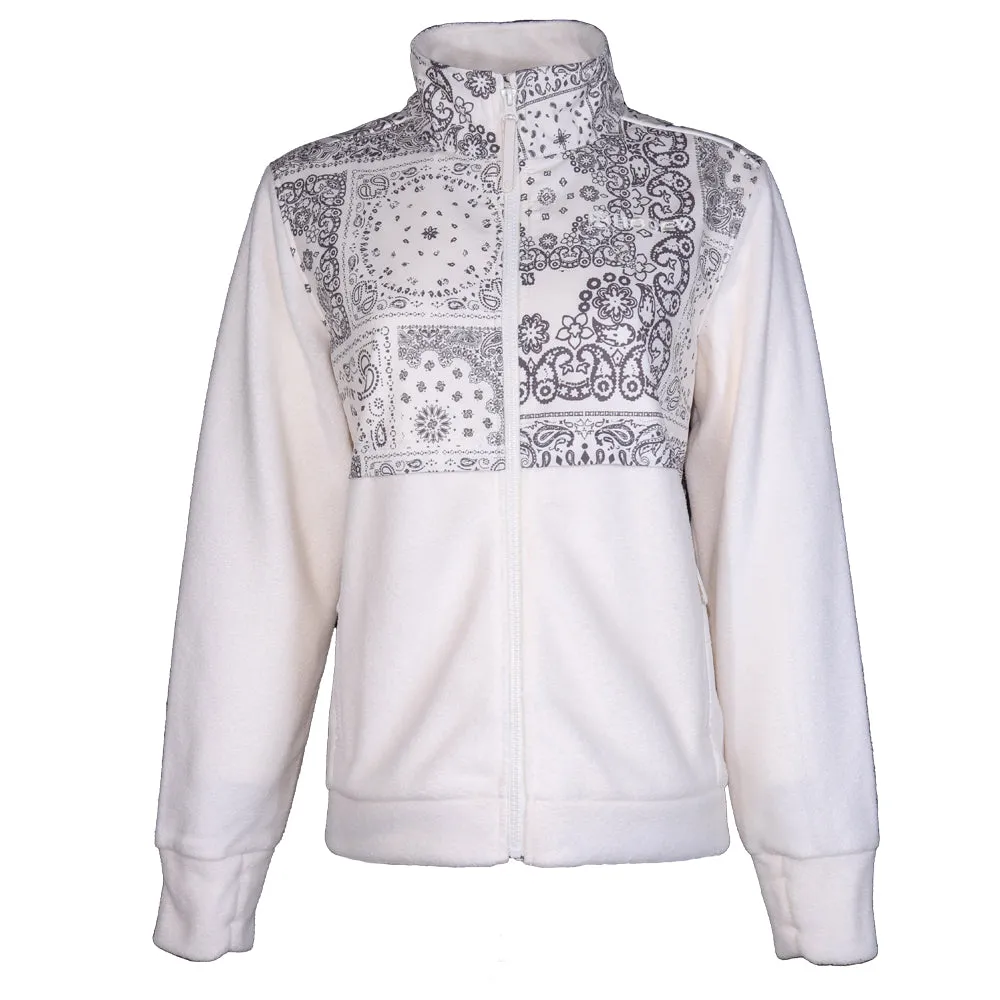 "Ladies Tech Fleece Jacket" White/Grey Bandana Pattern