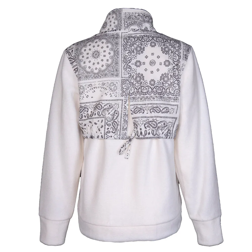 "Ladies Tech Fleece Jacket" White/Grey Bandana Pattern