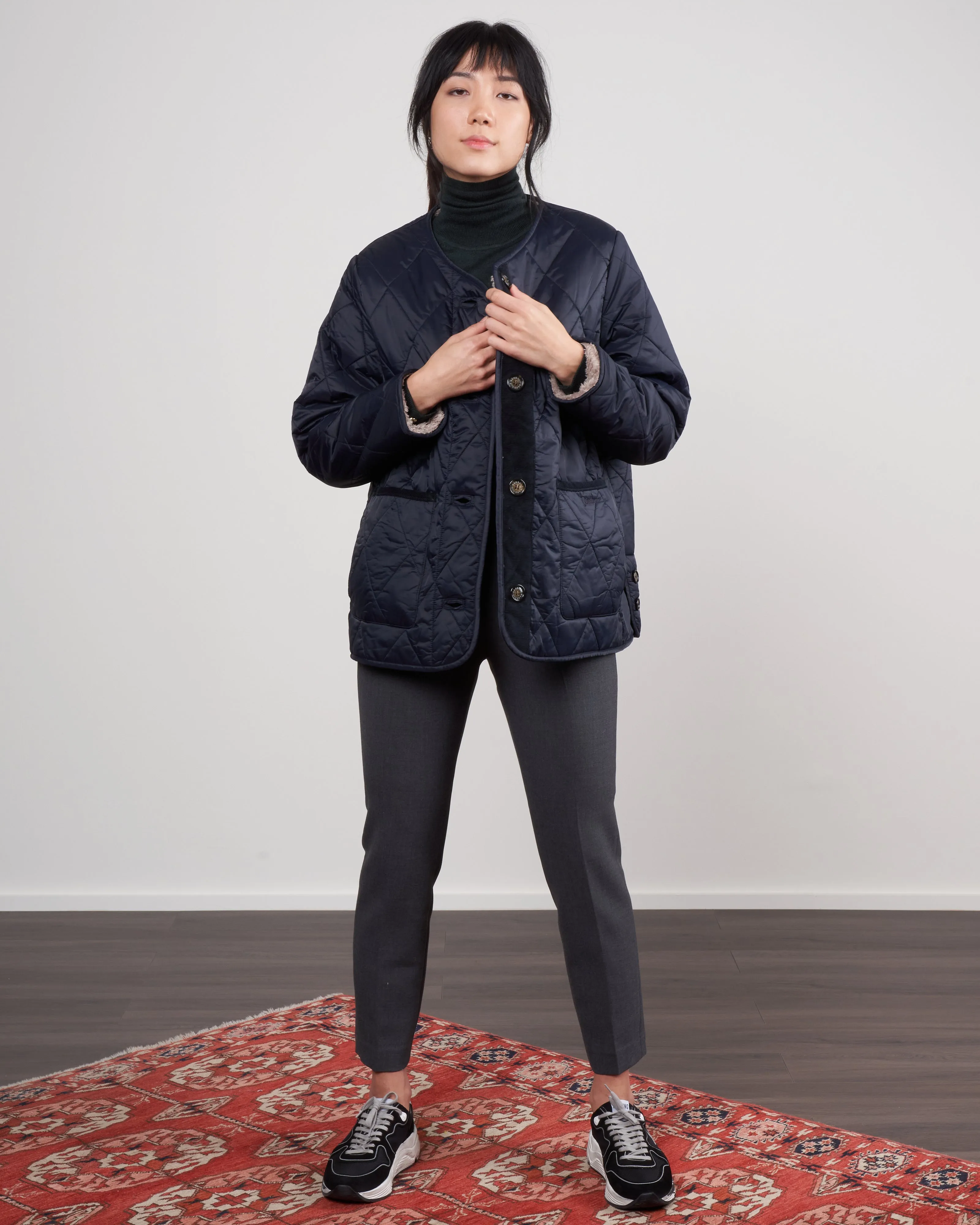 roslin quilted coat - navy