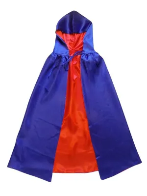 Royal Blue & Red Hooded Cape, Superhero or Princess Reversible Hooded Cloak