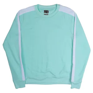 ROYAL BLUE SINGLE STRIPE FLEECE CREWNECK PULL OVER HEATHER BROOK GREEN/WHITE  - 4513