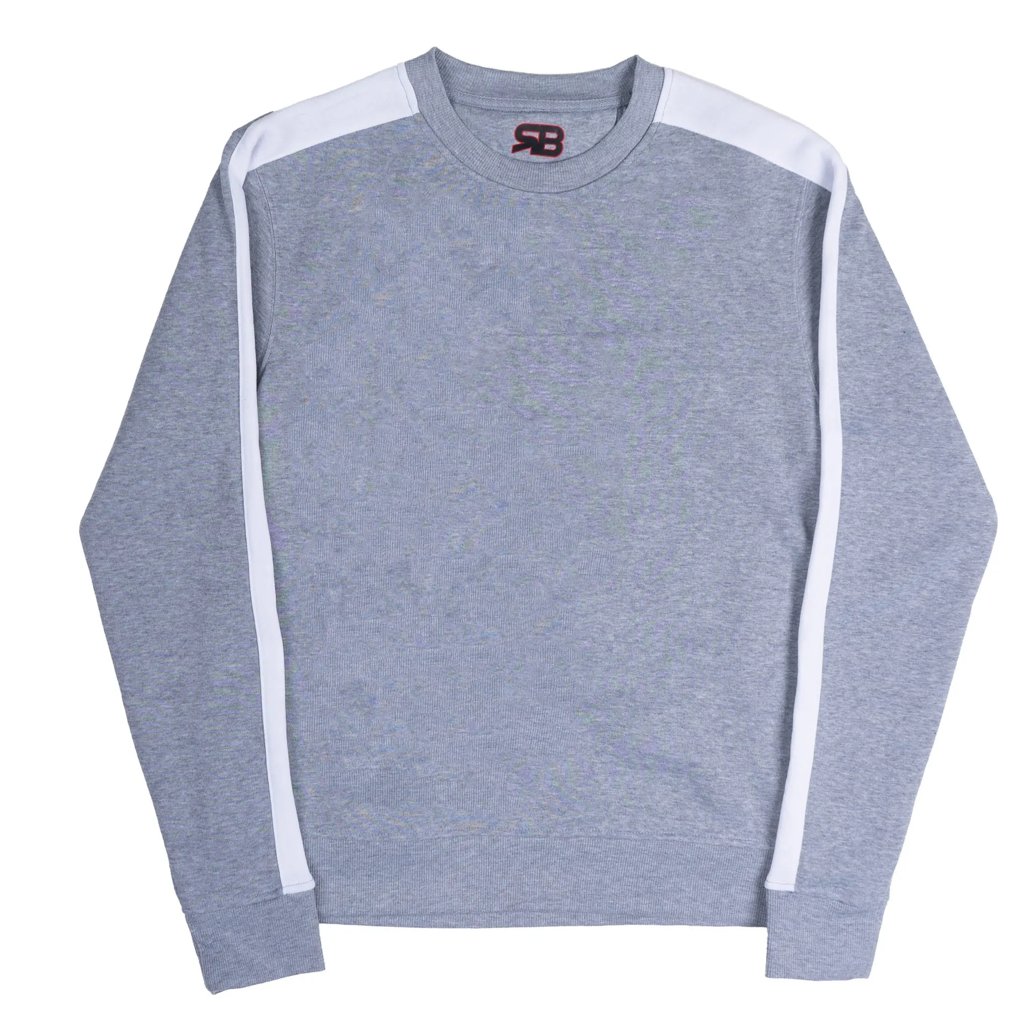 ROYAL BLUE SINGLE STRIPE FLEECE CREWNECK PULL OVER HEATHER GRAY/WHITE  - 4513