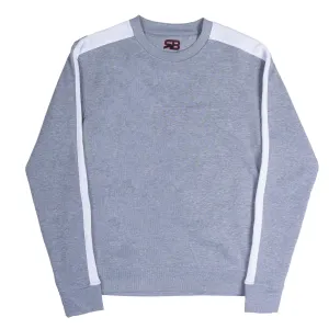 ROYAL BLUE SINGLE STRIPE FLEECE CREWNECK PULL OVER HEATHER GRAY/WHITE  - 4513