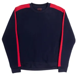 ROYAL BLUE SINGLE STRIPE FLEECE CREWNECK PULL OVER HEATHER NAVY/RED  - 4513