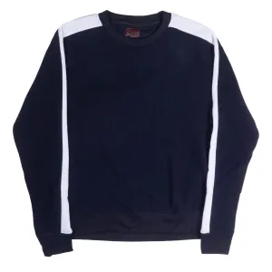 ROYAL BLUE SINGLE STRIPE FLEECE CREWNECK PULL OVER NAVY/WHITE  - 4513