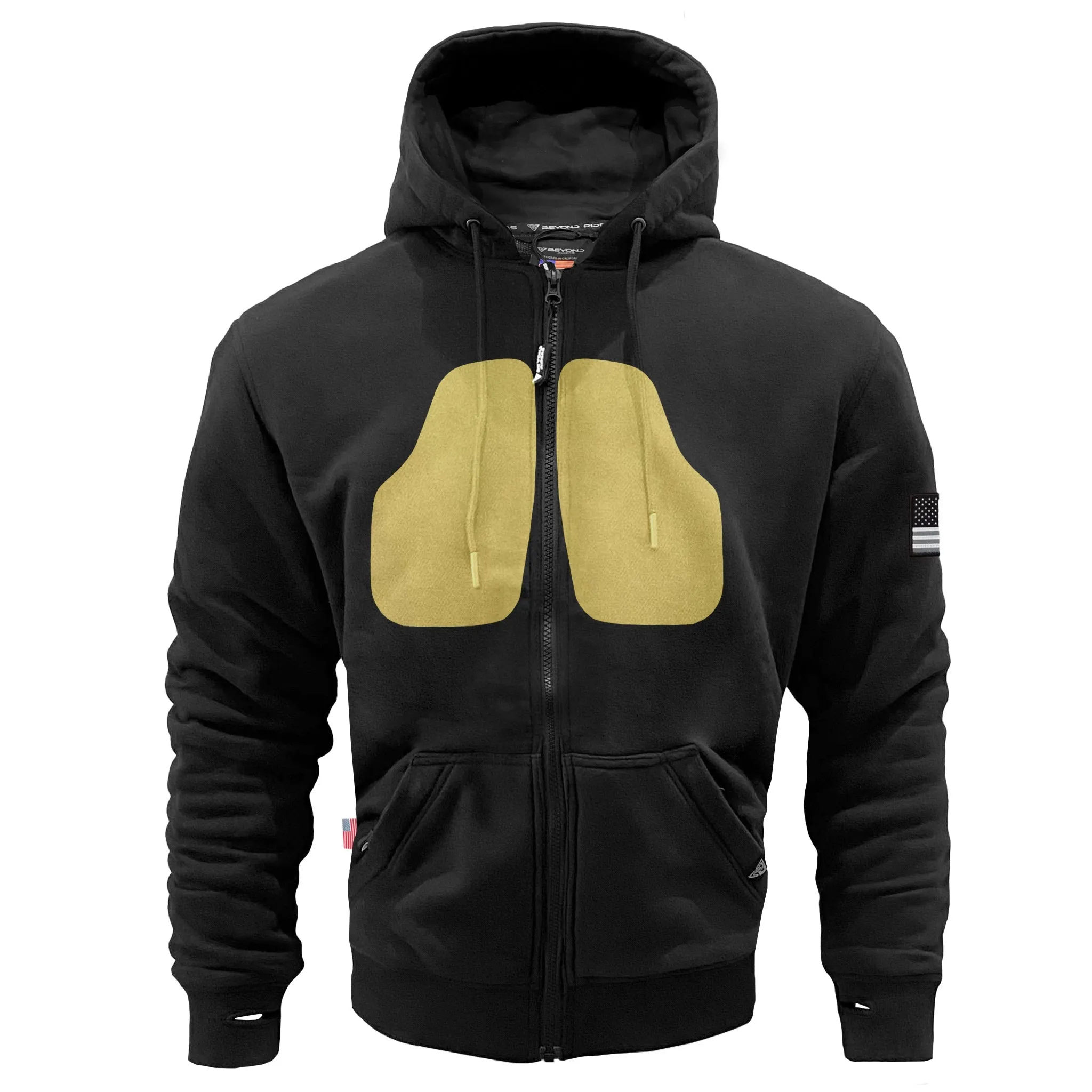 SALE Protective Fleece Unisex Hoodie - Black Matte with Pads