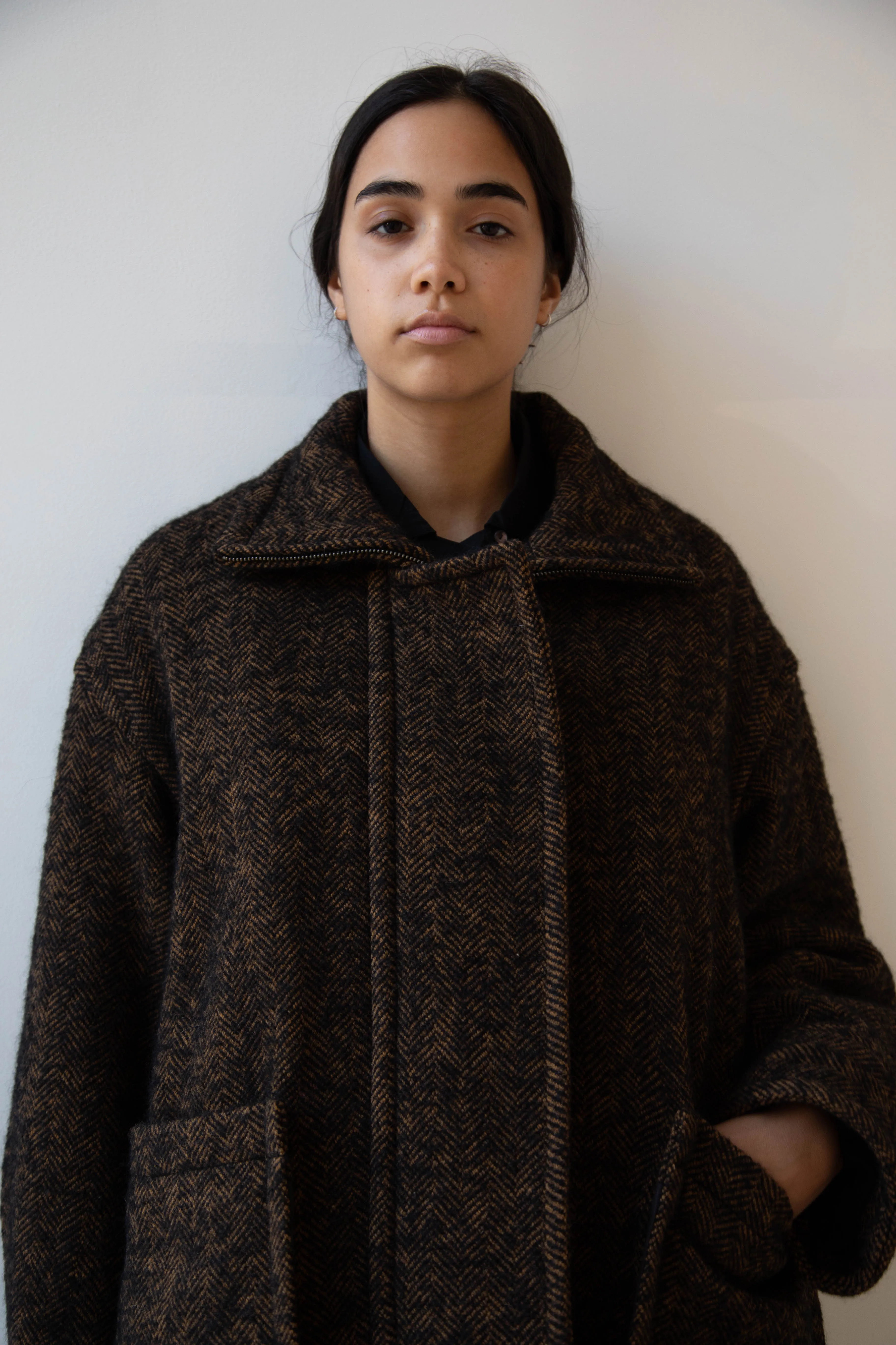 Sayaka Davis Zip-Up Jacket in Brown & Black