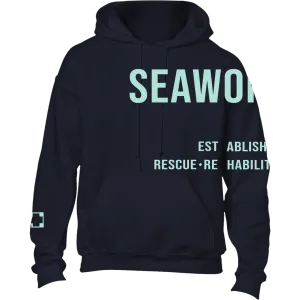 Seaworld Rescue Navy Mint Adult Pull Over Hood Fleece