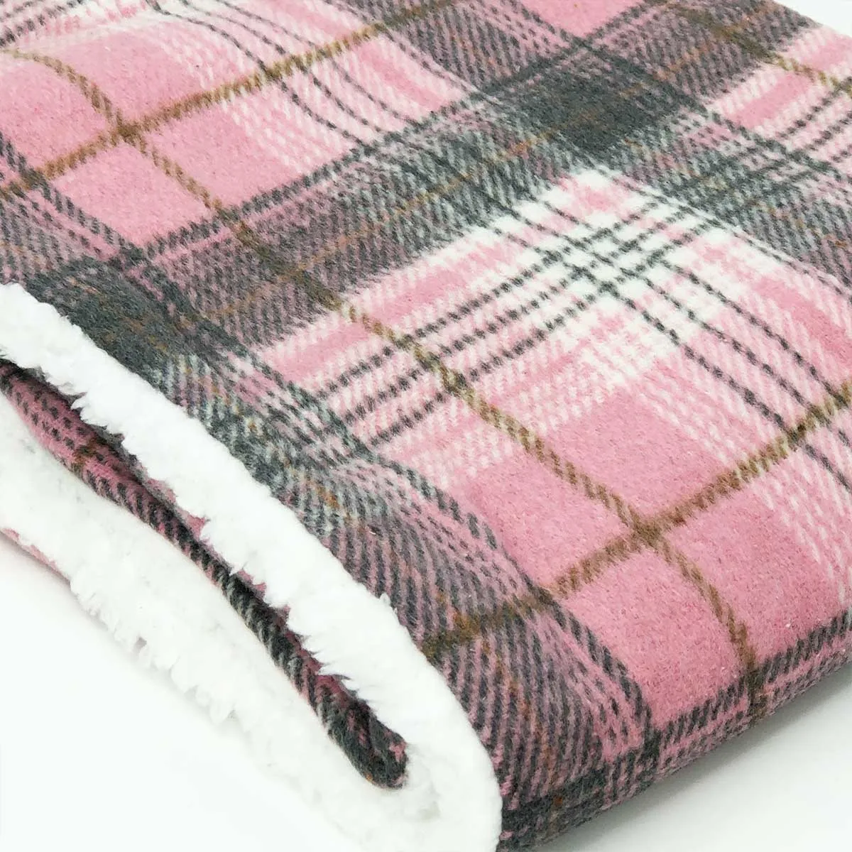 Sherpa Lined Pet Blanket in Pink & White