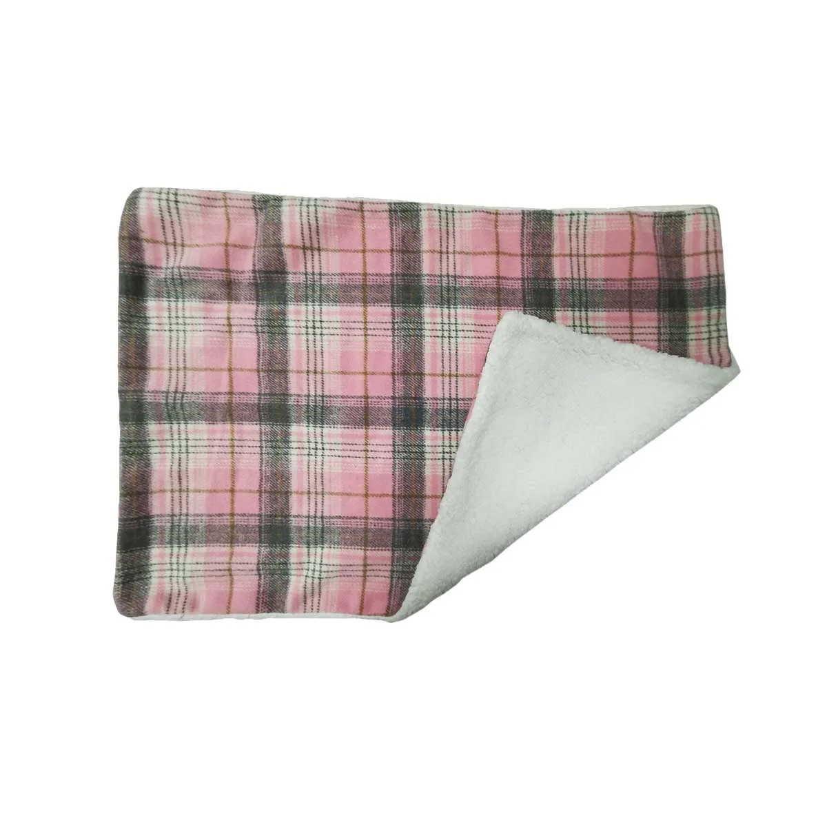 Sherpa Lined Pet Blanket in Pink & White