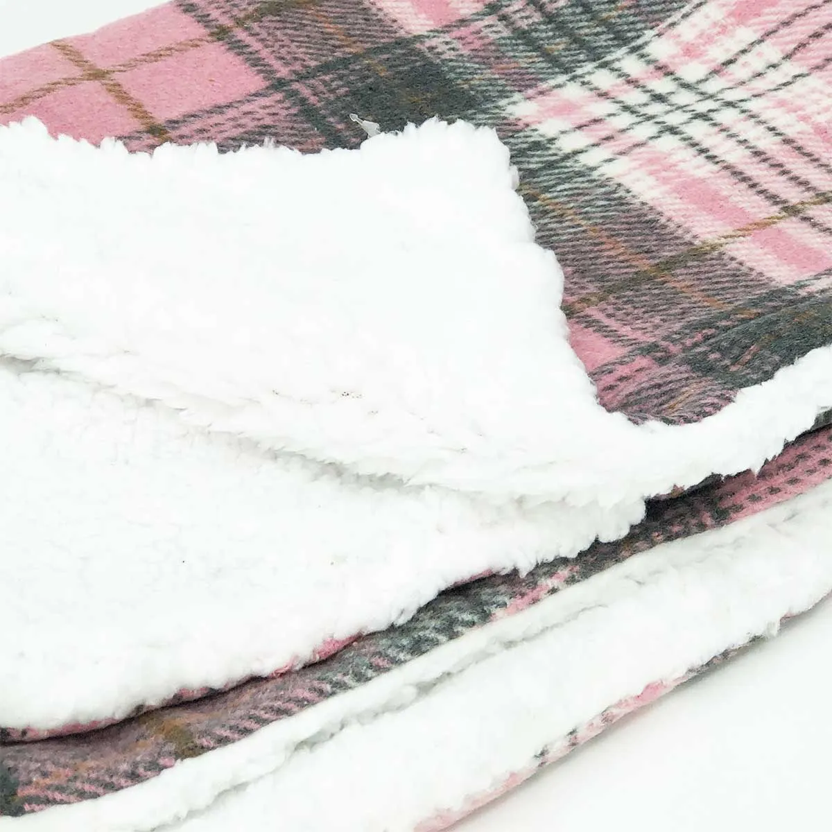 Sherpa Lined Pet Blanket in Pink & White