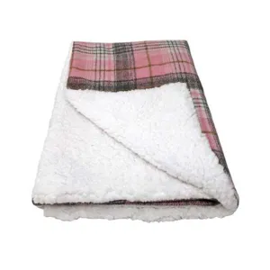 Sherpa Lined Pet Blanket in Pink & White