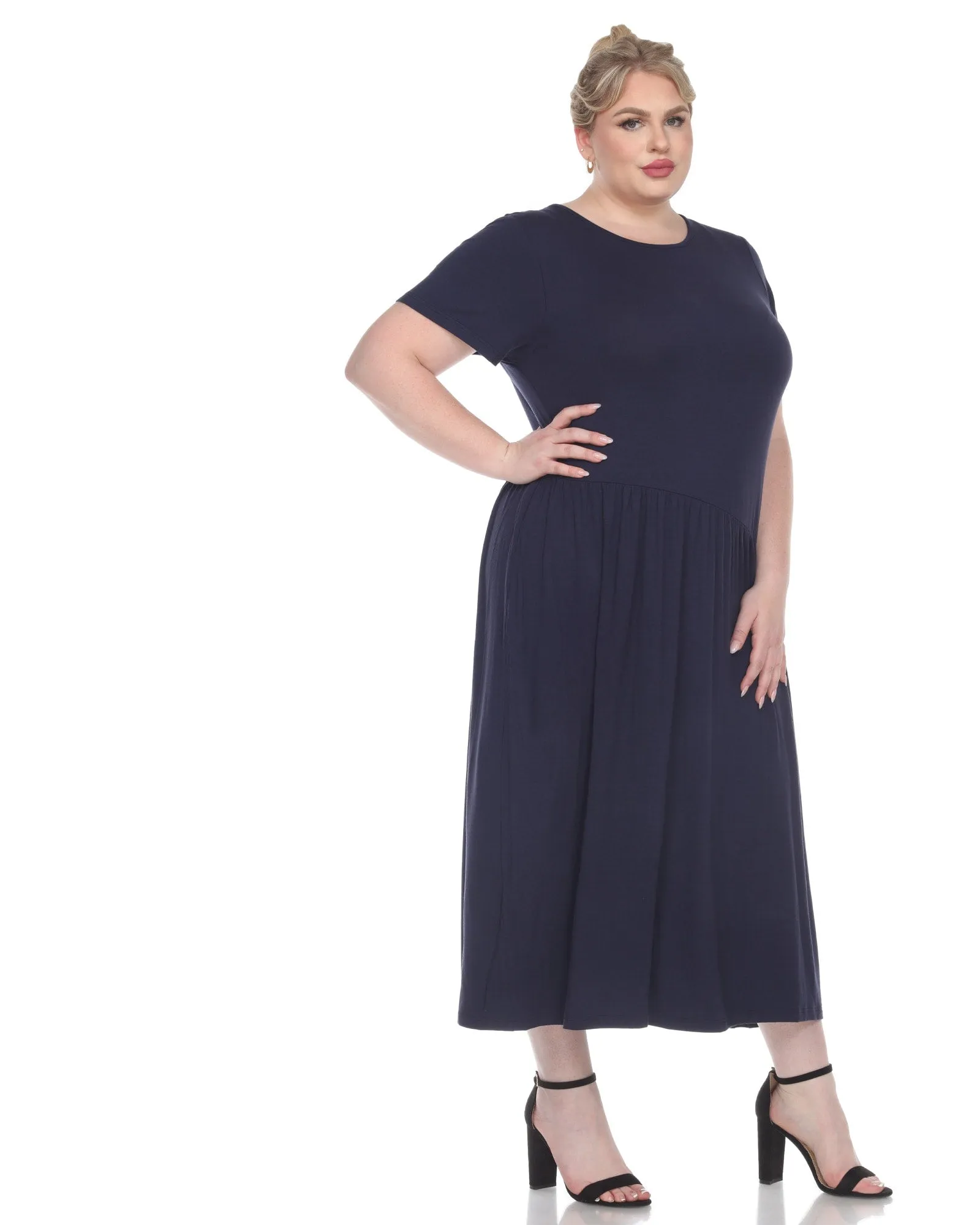 Short Sleeves Maxi Dress | Navy