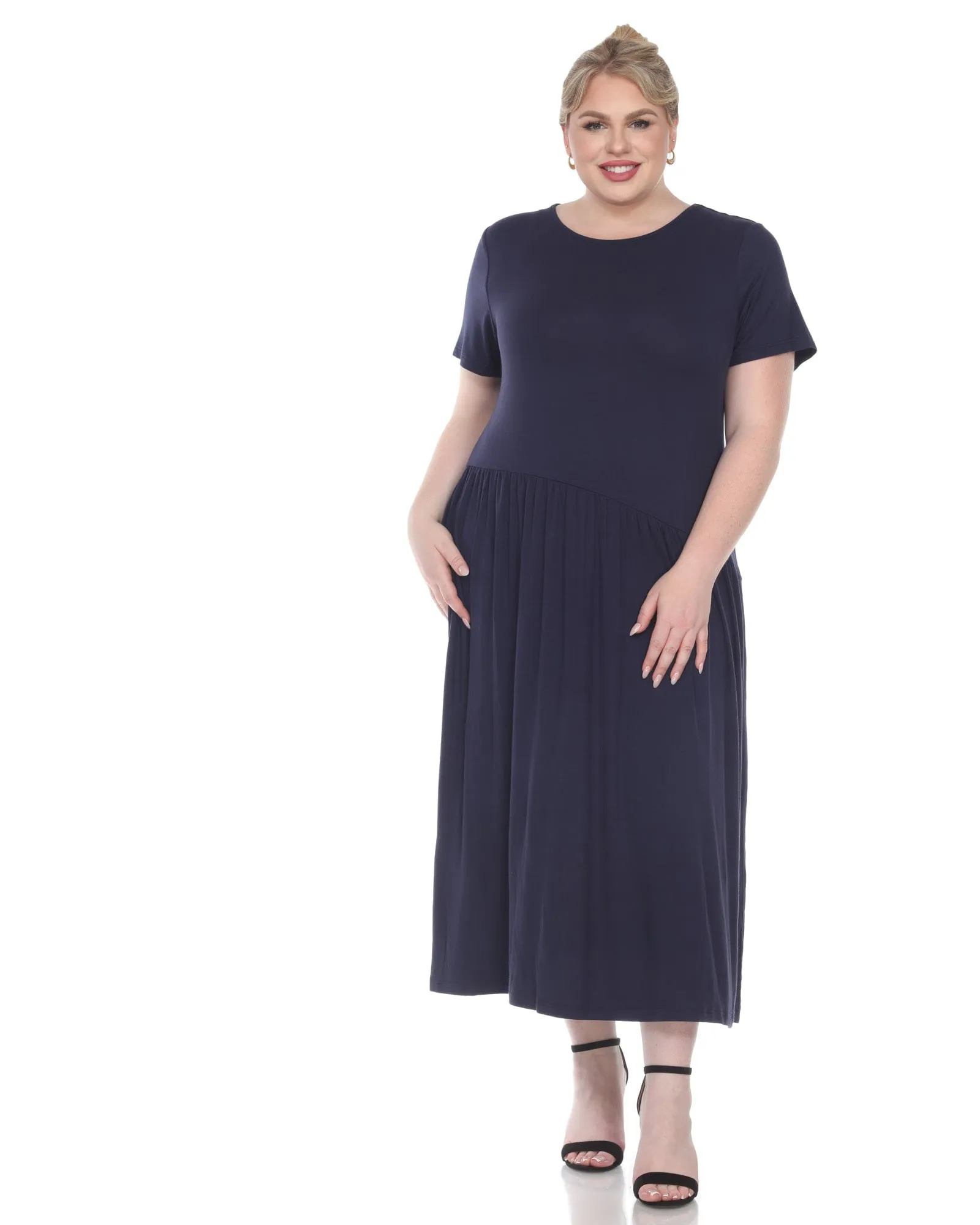 Short Sleeves Maxi Dress | Navy