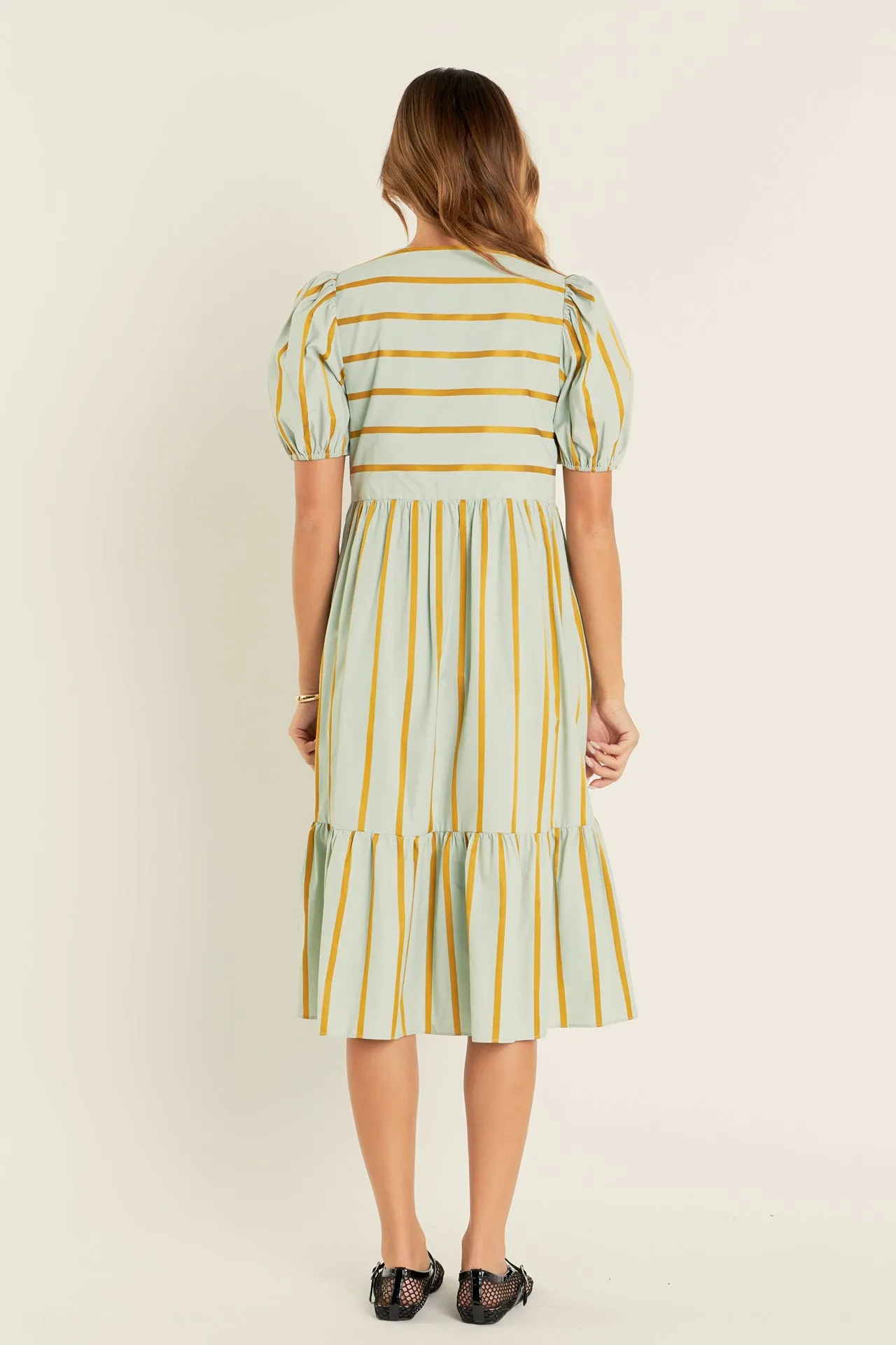 Striped Blouson Maxi Dress