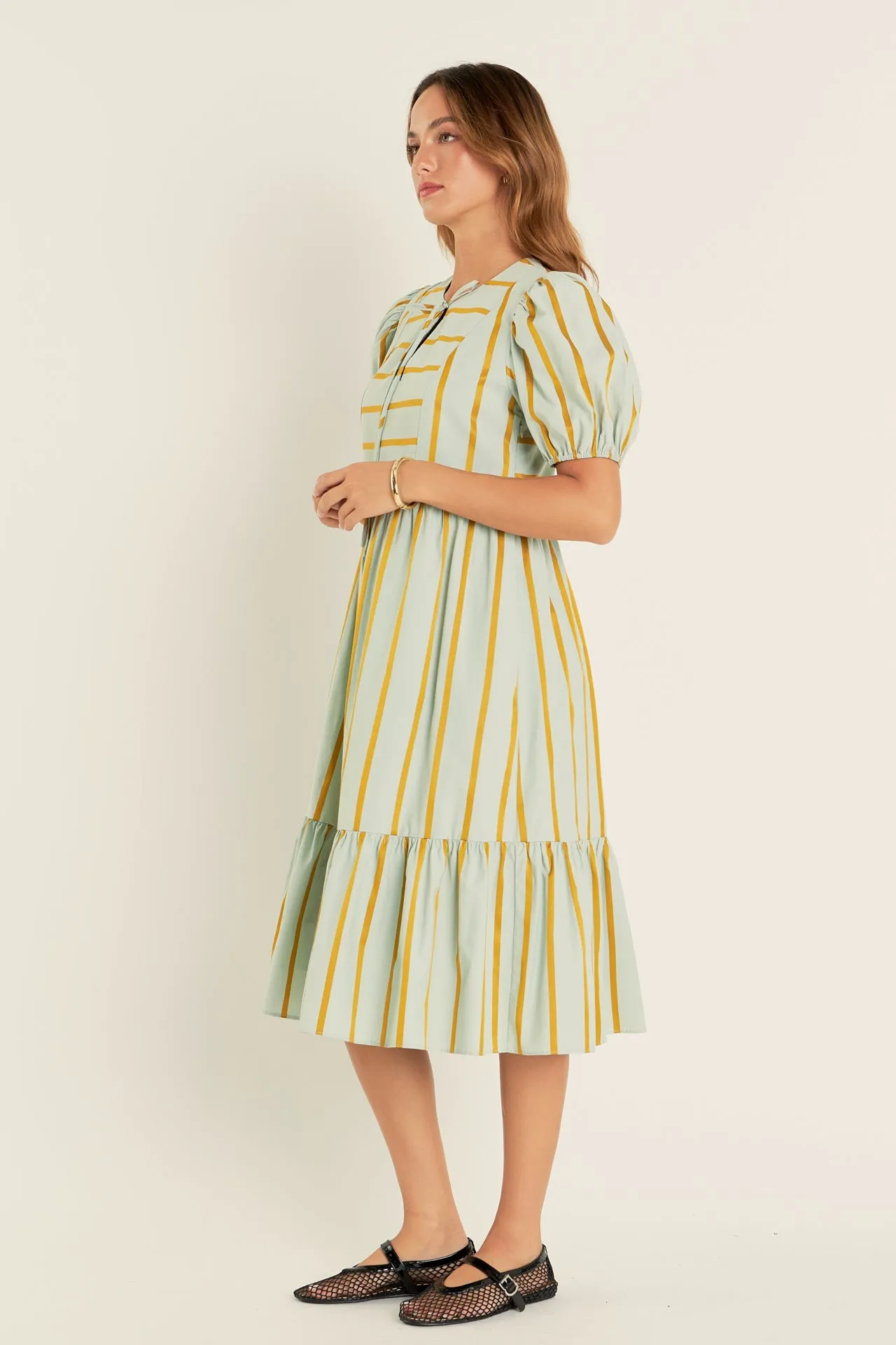 Striped Blouson Maxi Dress