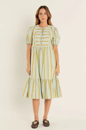 Striped Blouson Maxi Dress