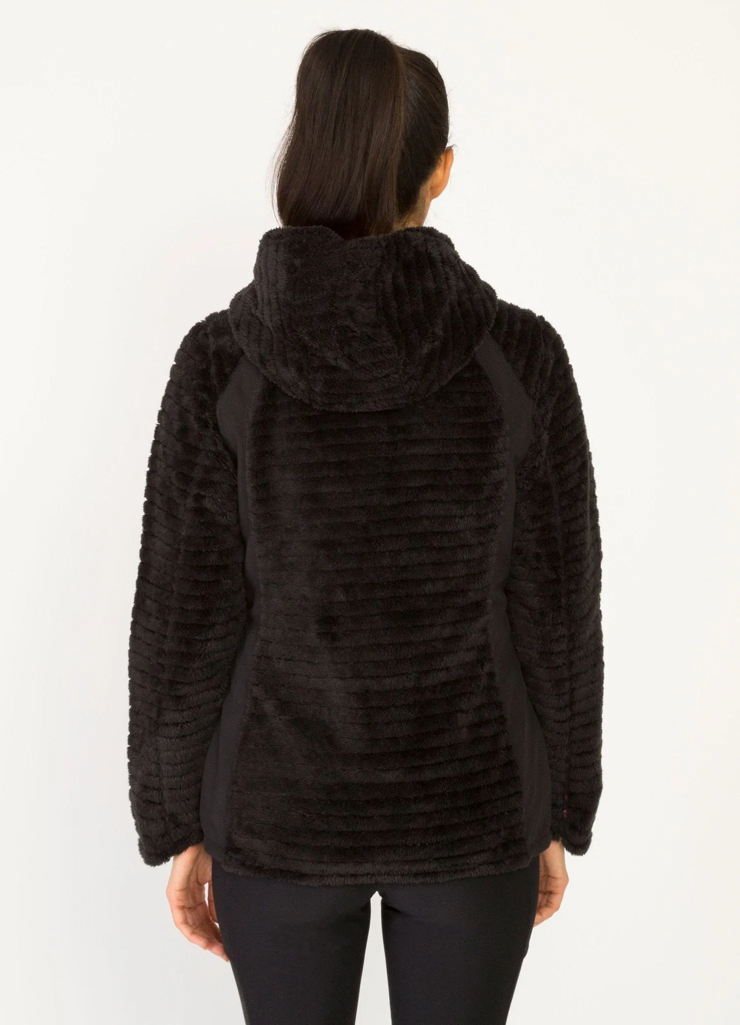 Striped Reversible Fleece Hooded Jacket With Side Panels