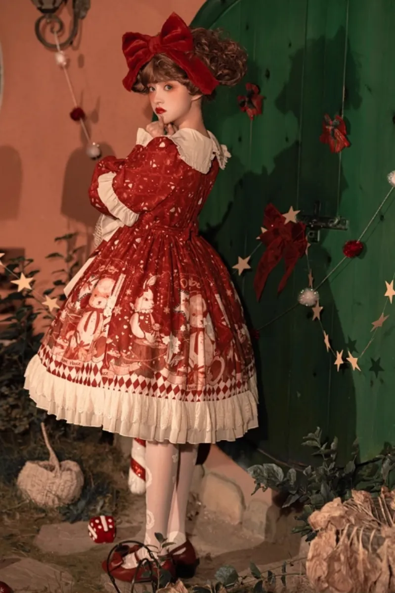 Sweet Date~Christmas Lolita OP Red Lolita Cape