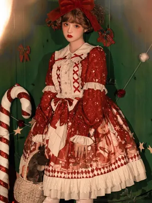 Sweet Date~Christmas Lolita OP Red Lolita Cape