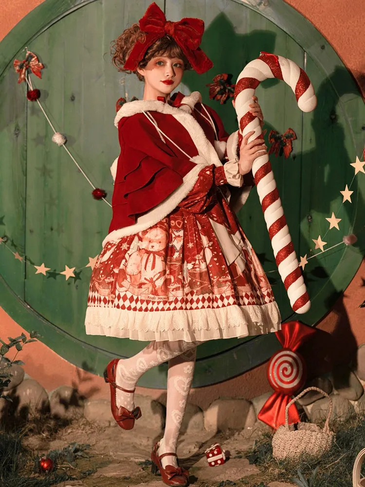 Sweet Date~Christmas Lolita OP Red Lolita Cape