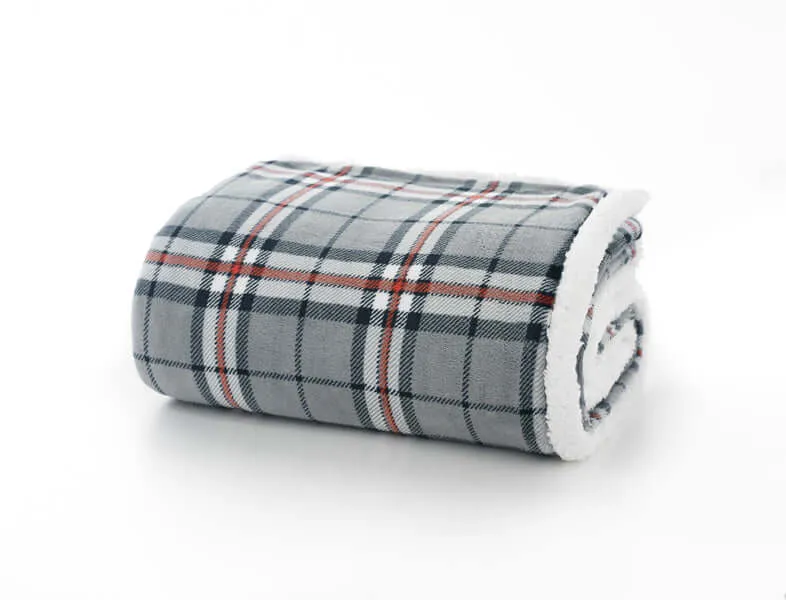 Thomson Grey Sherpa Printed Soft Fleece 125x150cm Throw