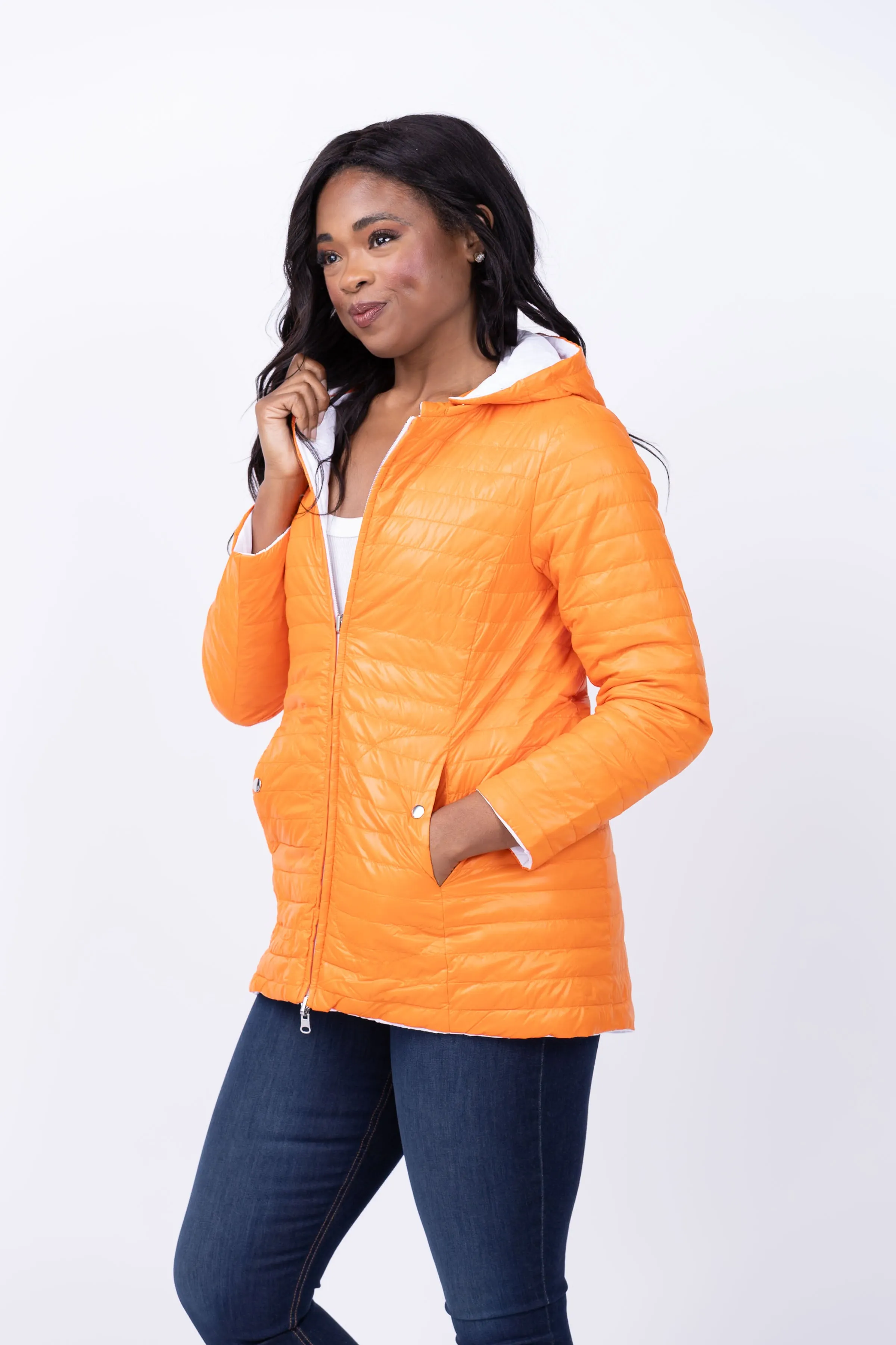 Tyler Boe Martha Reversible Jacket in Mandarin Orange