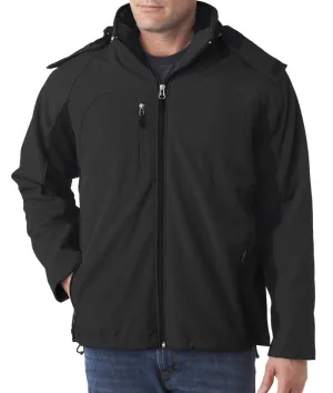 ultraclub adult color block 3-in-1 systems hooded soft shell jacket - ebony/black (3xl)