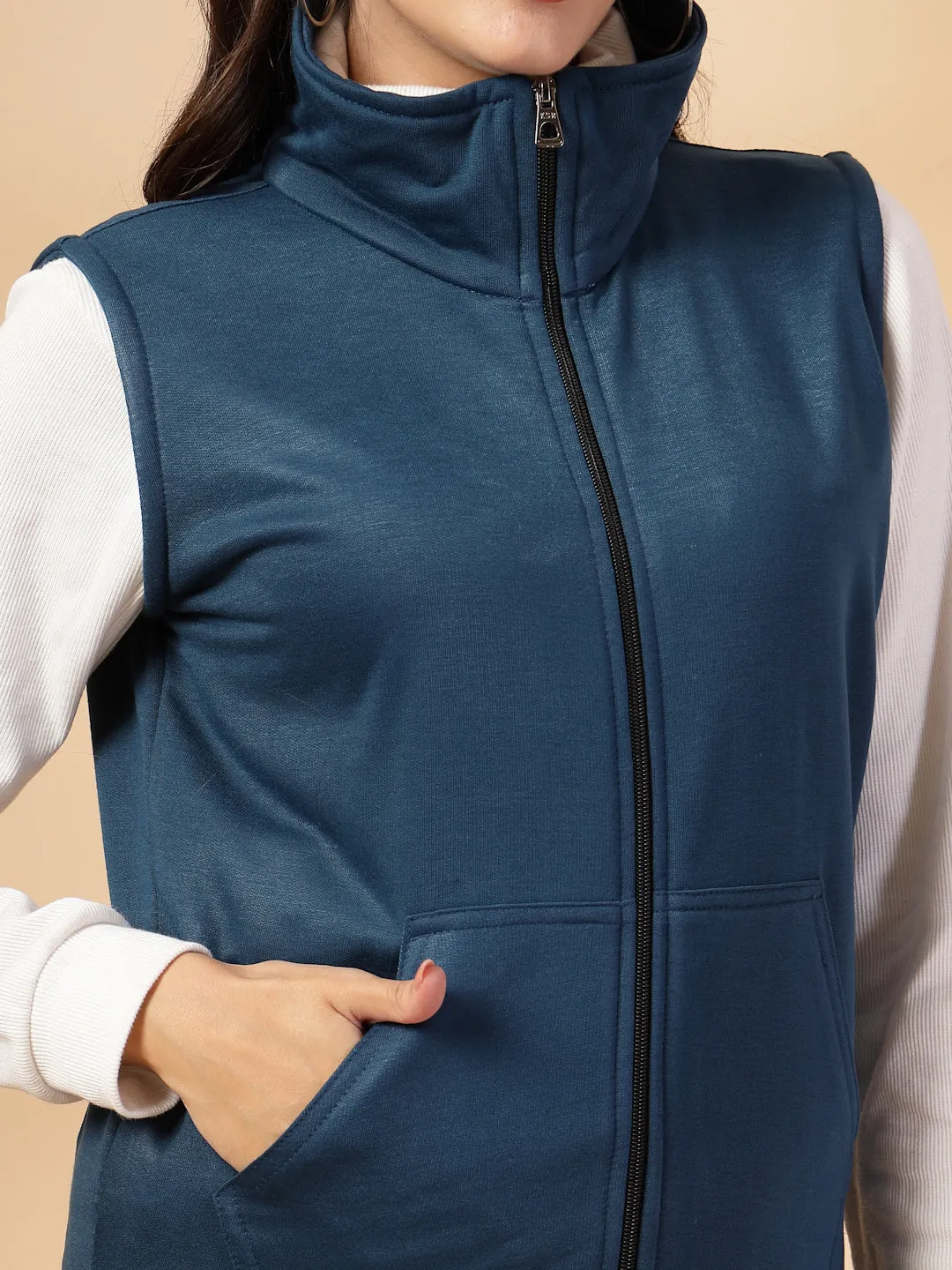 UZARUS Women's Half Sleeves Cotton Fleece Premium Jacket