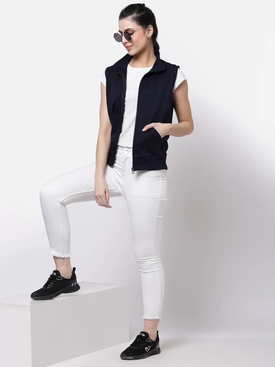 UZARUS Women's Half Sleeves Cotton Fleece Premium Jacket
