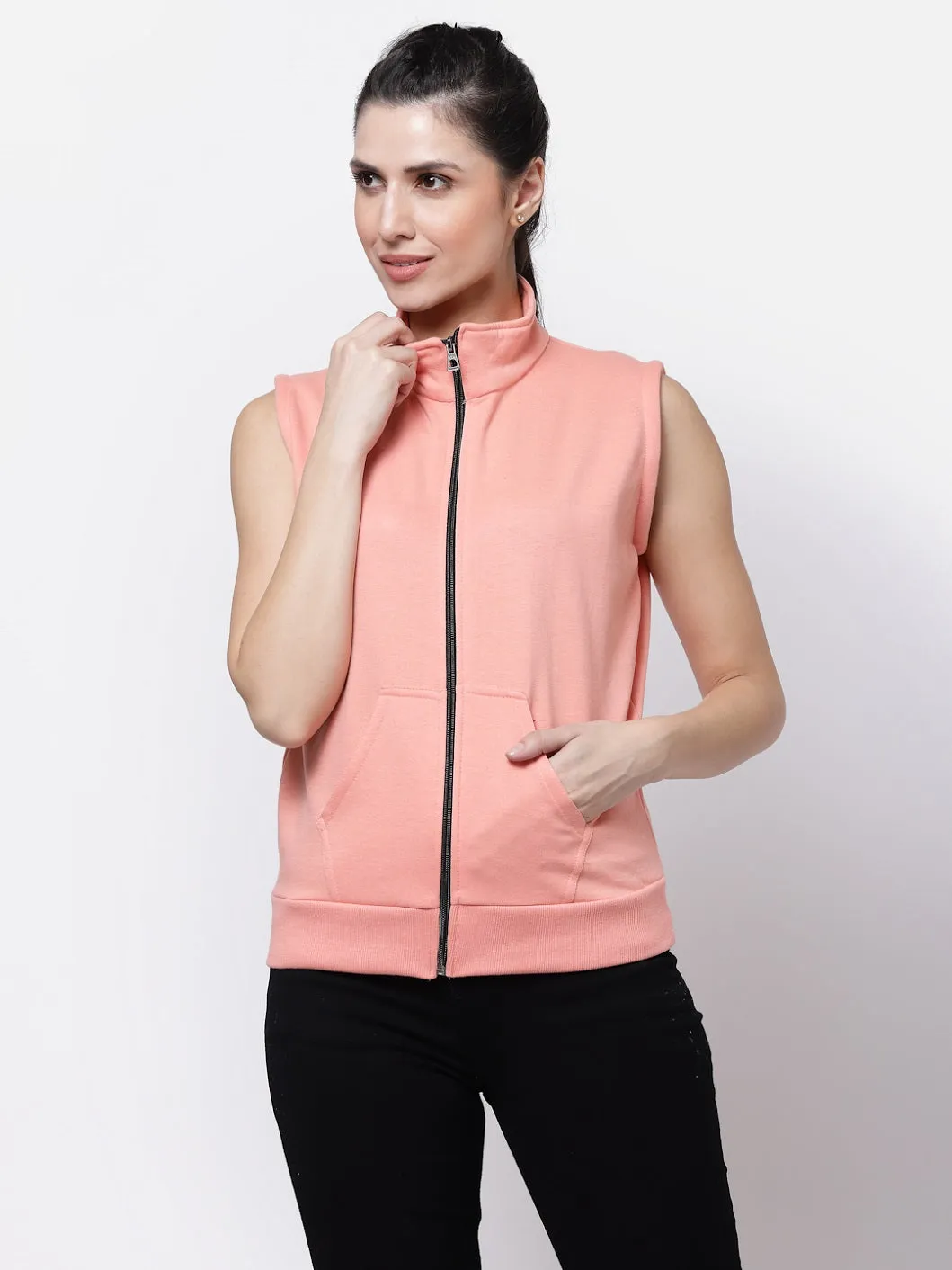 UZARUS Women's Half Sleeves Cotton Fleece Premium Jacket