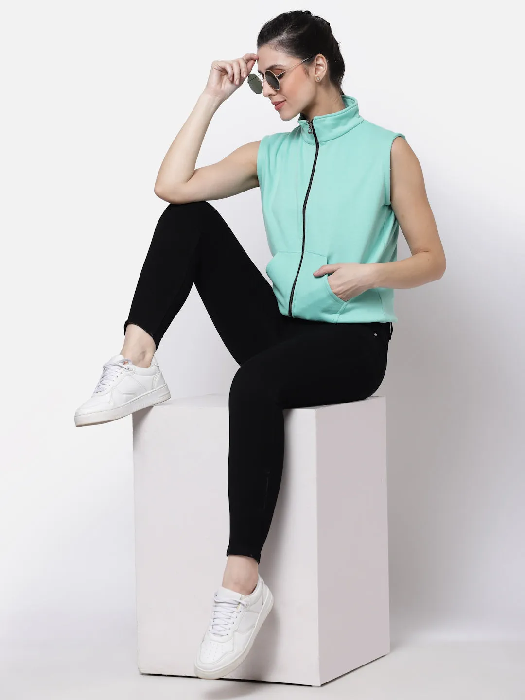 UZARUS Women's Half Sleeves Cotton Fleece Premium Jacket