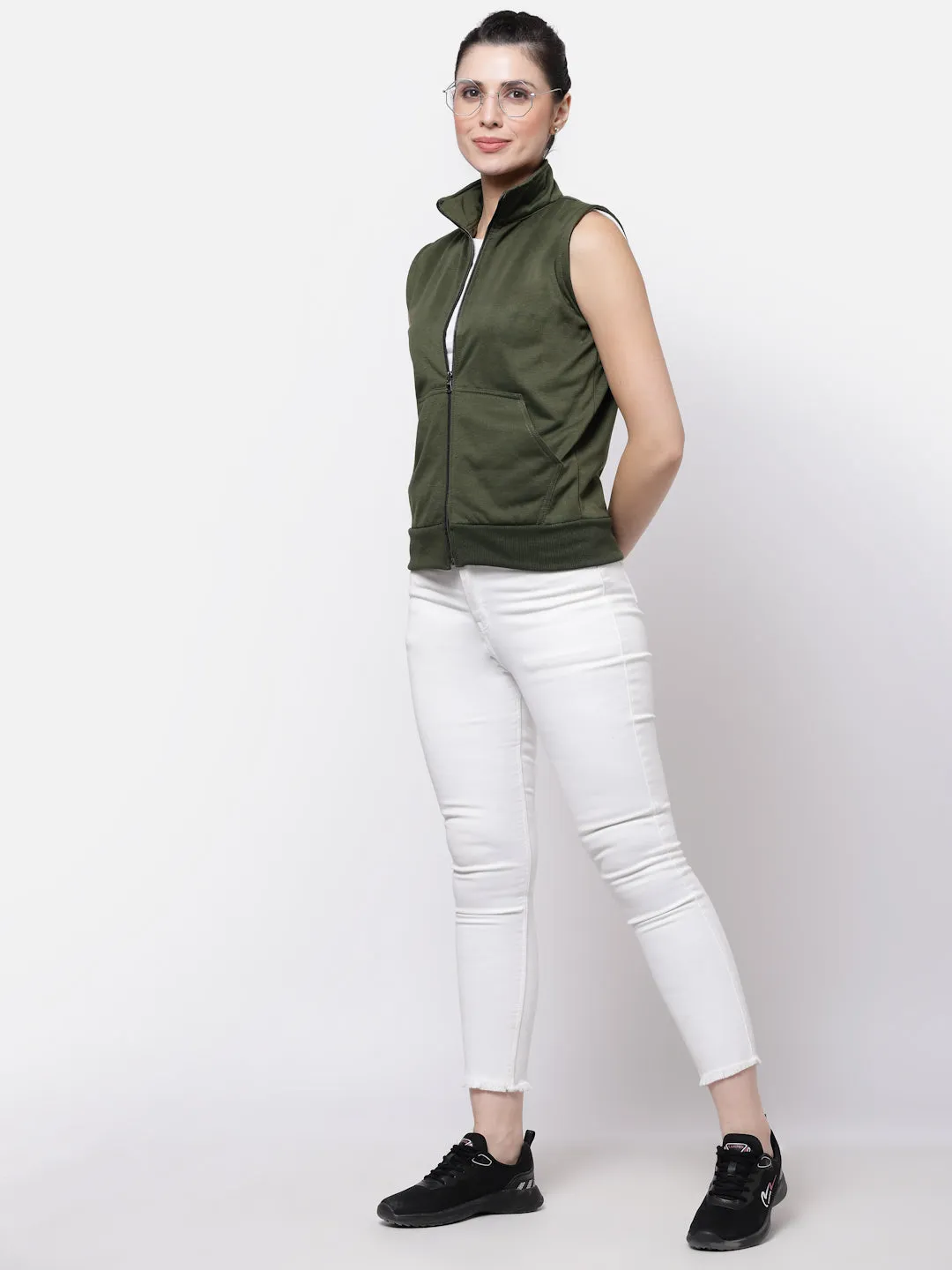UZARUS Women's Half Sleeves Cotton Fleece Premium Jacket