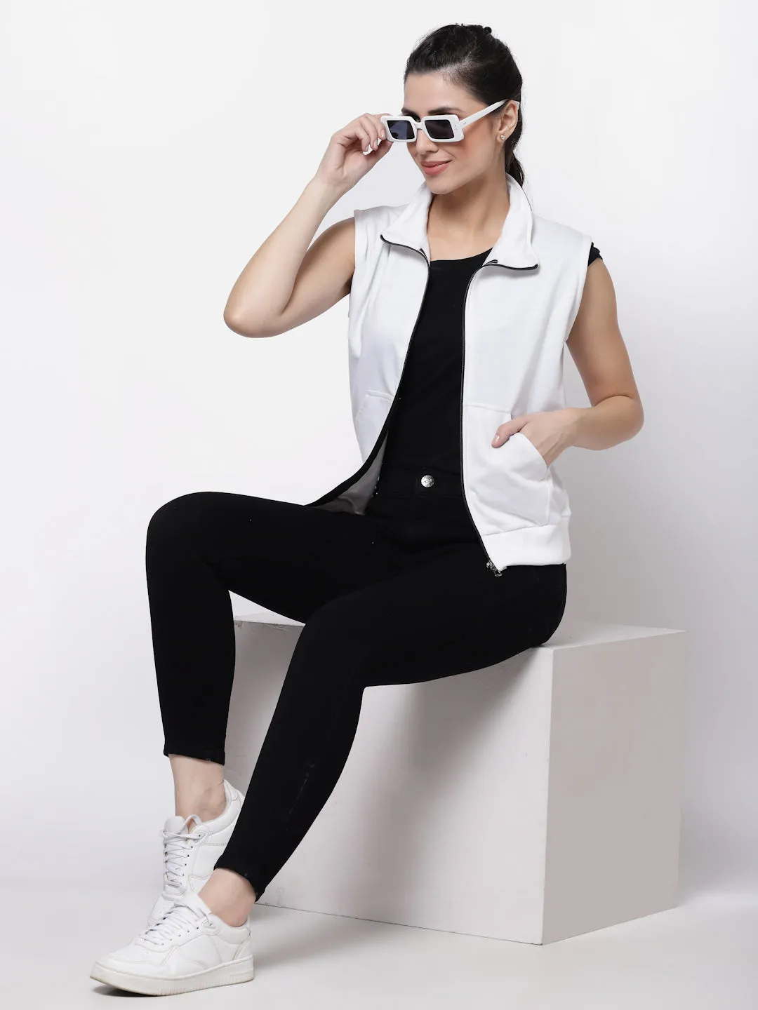 UZARUS Women's Half Sleeves Cotton Fleece Premium Jacket