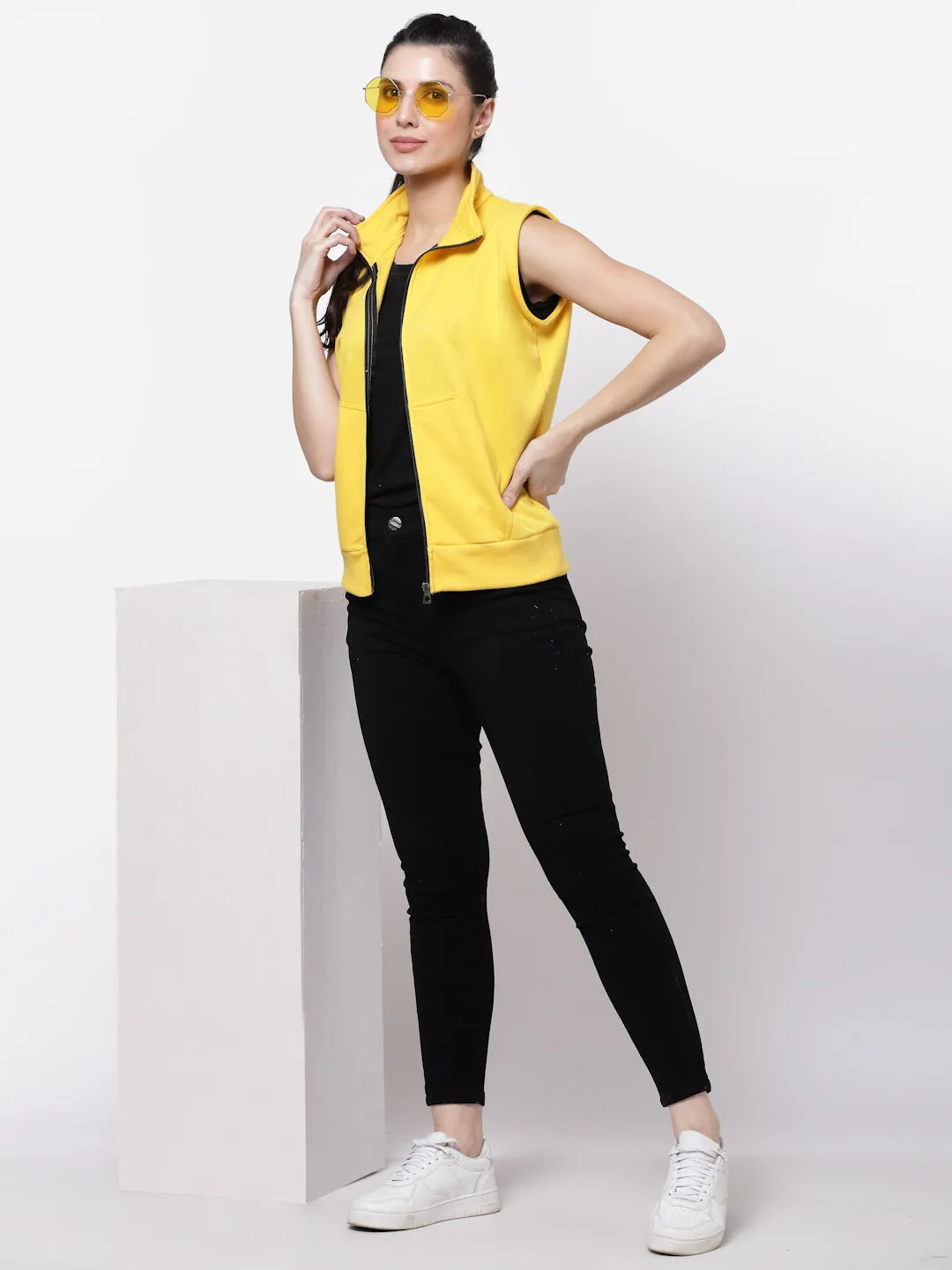 UZARUS Women's Half Sleeves Cotton Fleece Premium Jacket