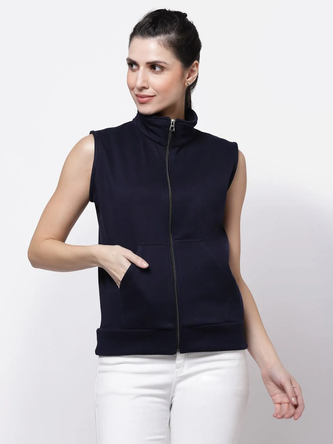 UZARUS Women's Half Sleeves Cotton Fleece Premium Jacket