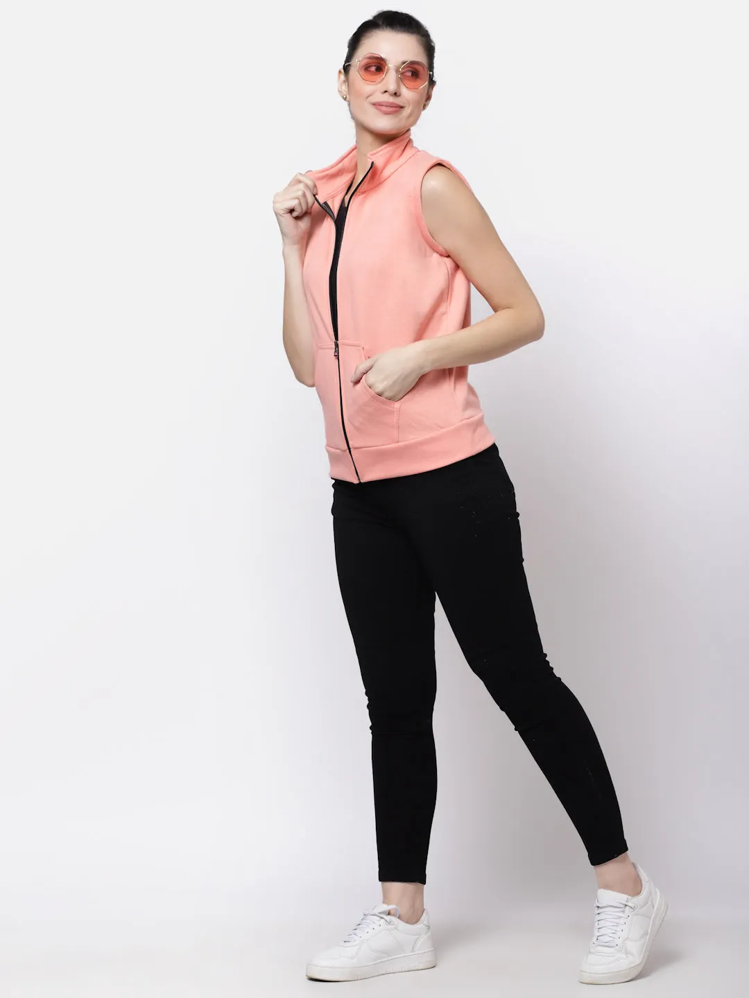 UZARUS Women's Half Sleeves Cotton Fleece Premium Jacket