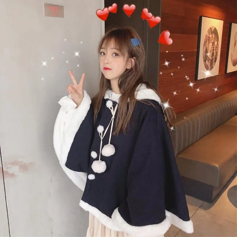 Velvet Hooded Cape Blazer