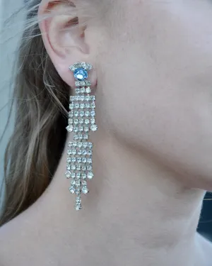 Vintage 1950s Diamanté Waterfall Chandelier Earrings