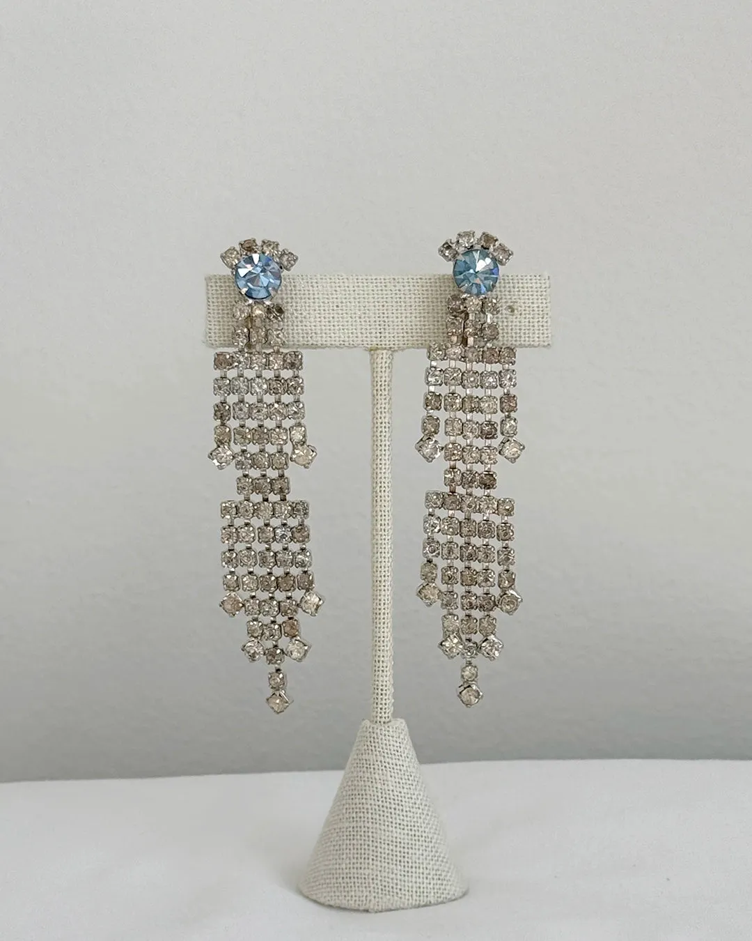 Vintage 1950s Diamanté Waterfall Chandelier Earrings