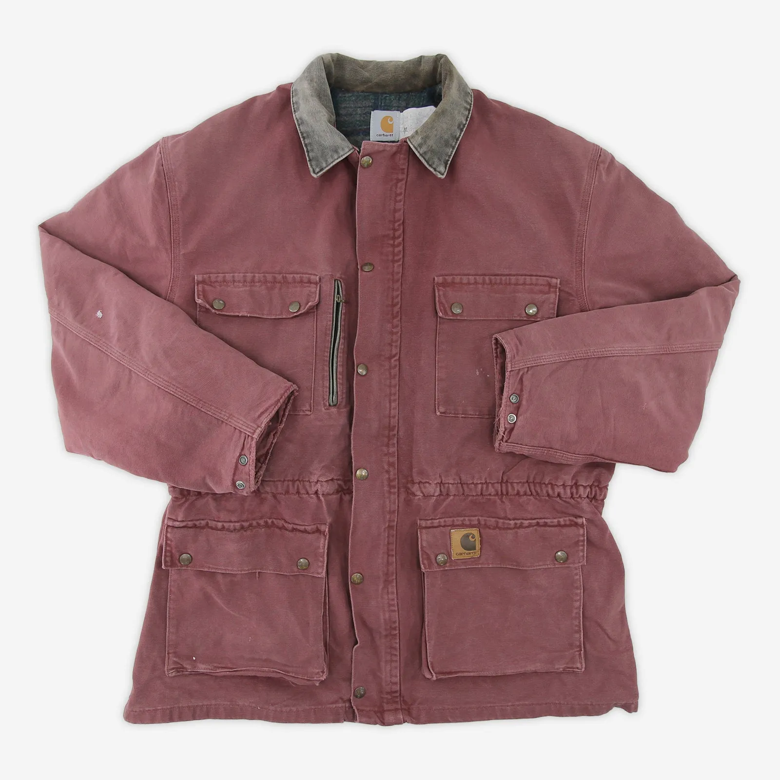 Vintage 90s Carhartt PB1136 (Redwood) Blanket Lined Washed Duck Trail Parka - XL