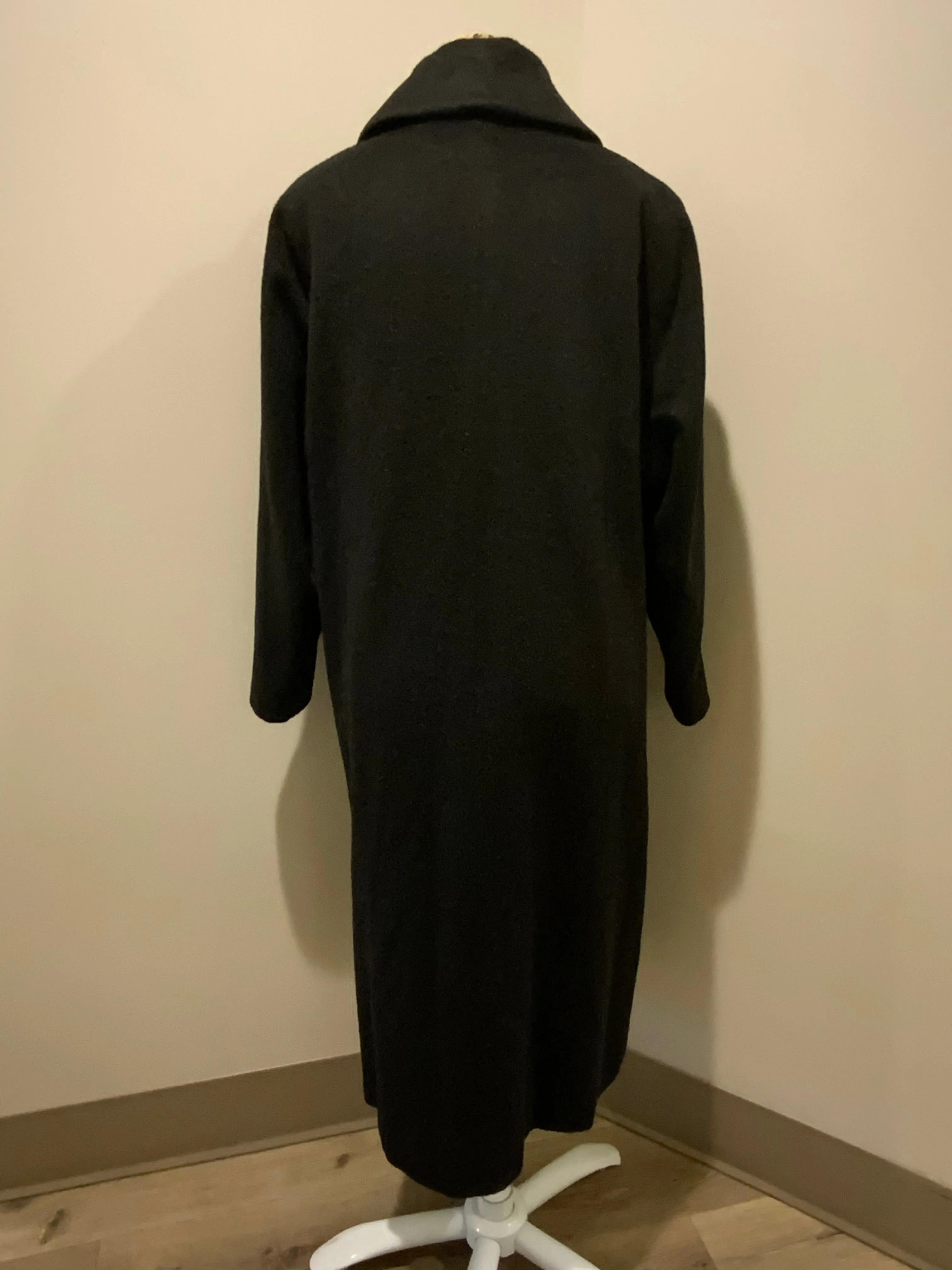 Vintage All Wool Black Full Length Coat