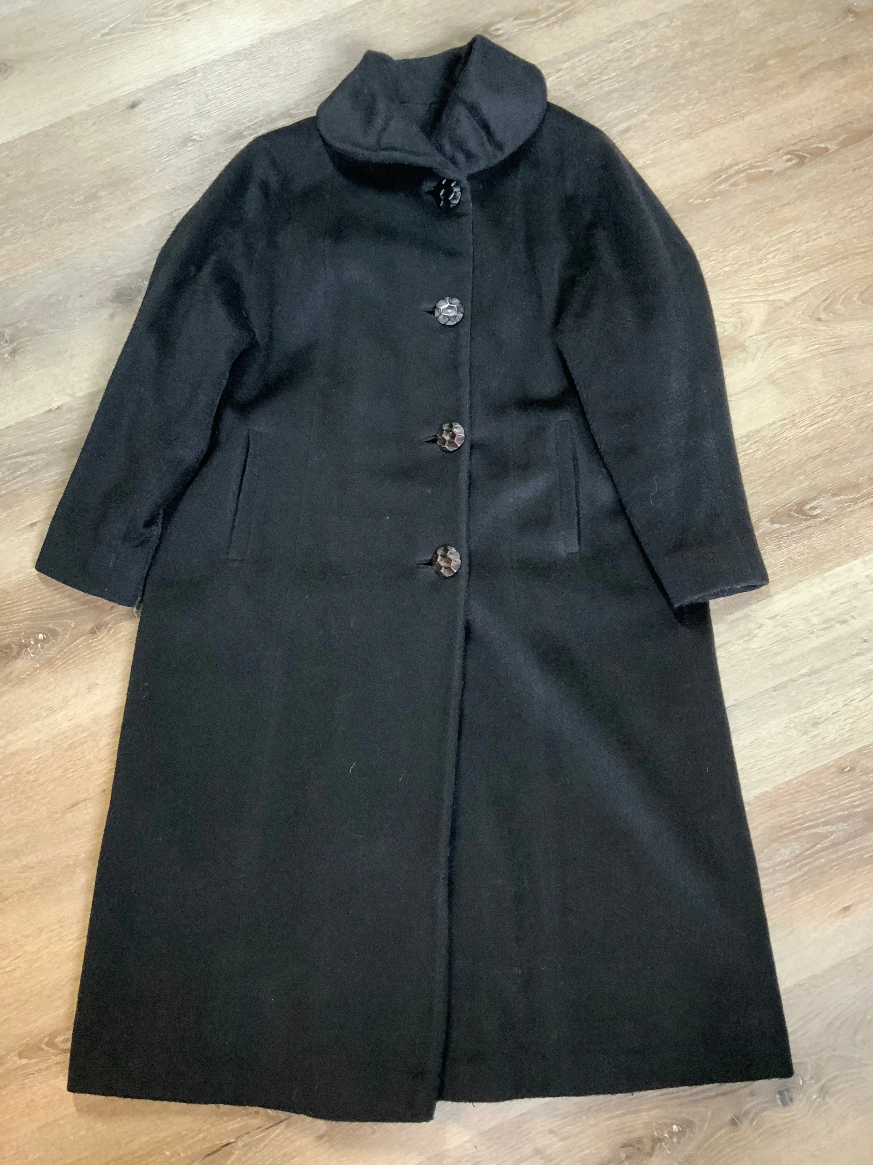 Vintage All Wool Black Full Length Coat